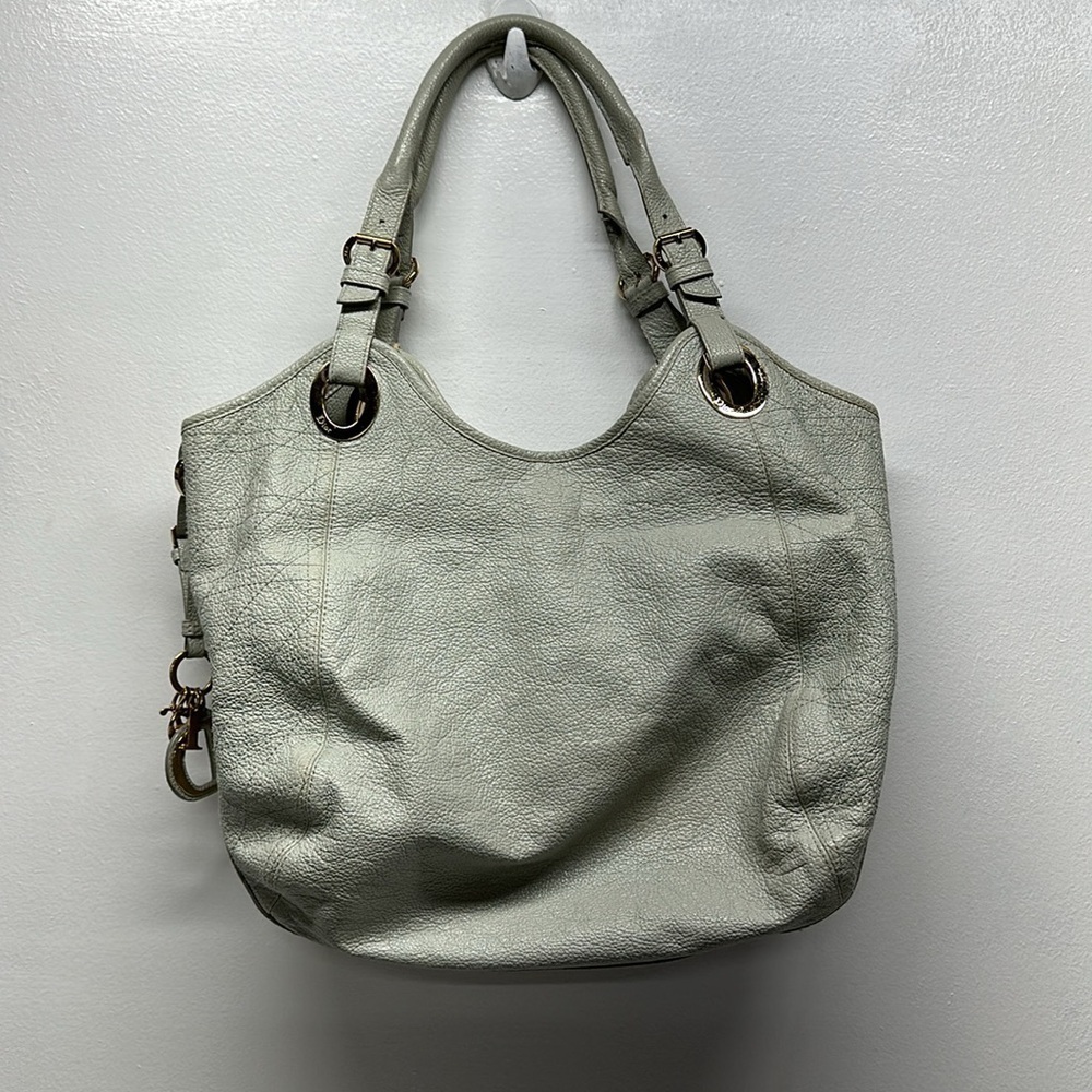 Dior Light Gray Leather Hobo Bag with D Charm - Picture 7 of 16